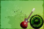 Guitar and Speaker in Grunge Style Background